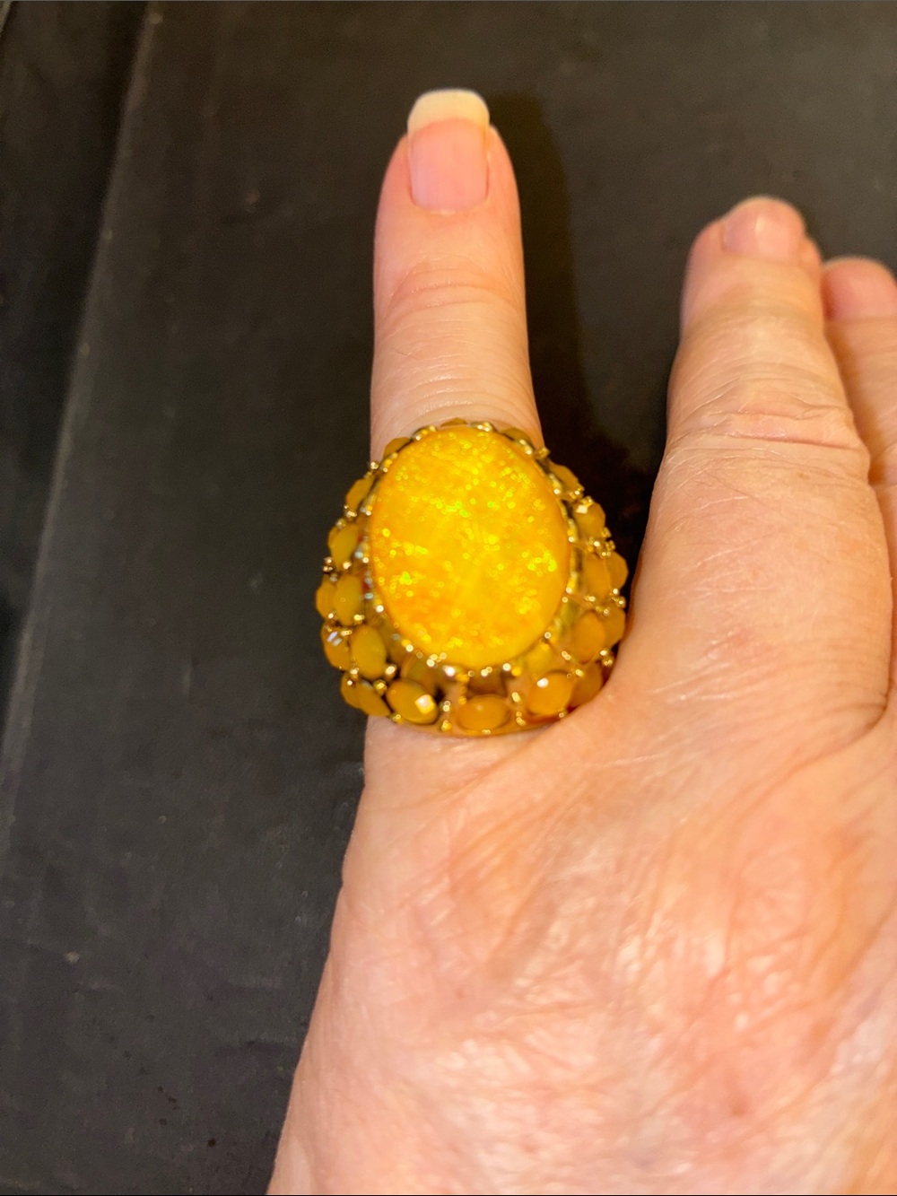 Yellow Oval Cocktail Statement Ring